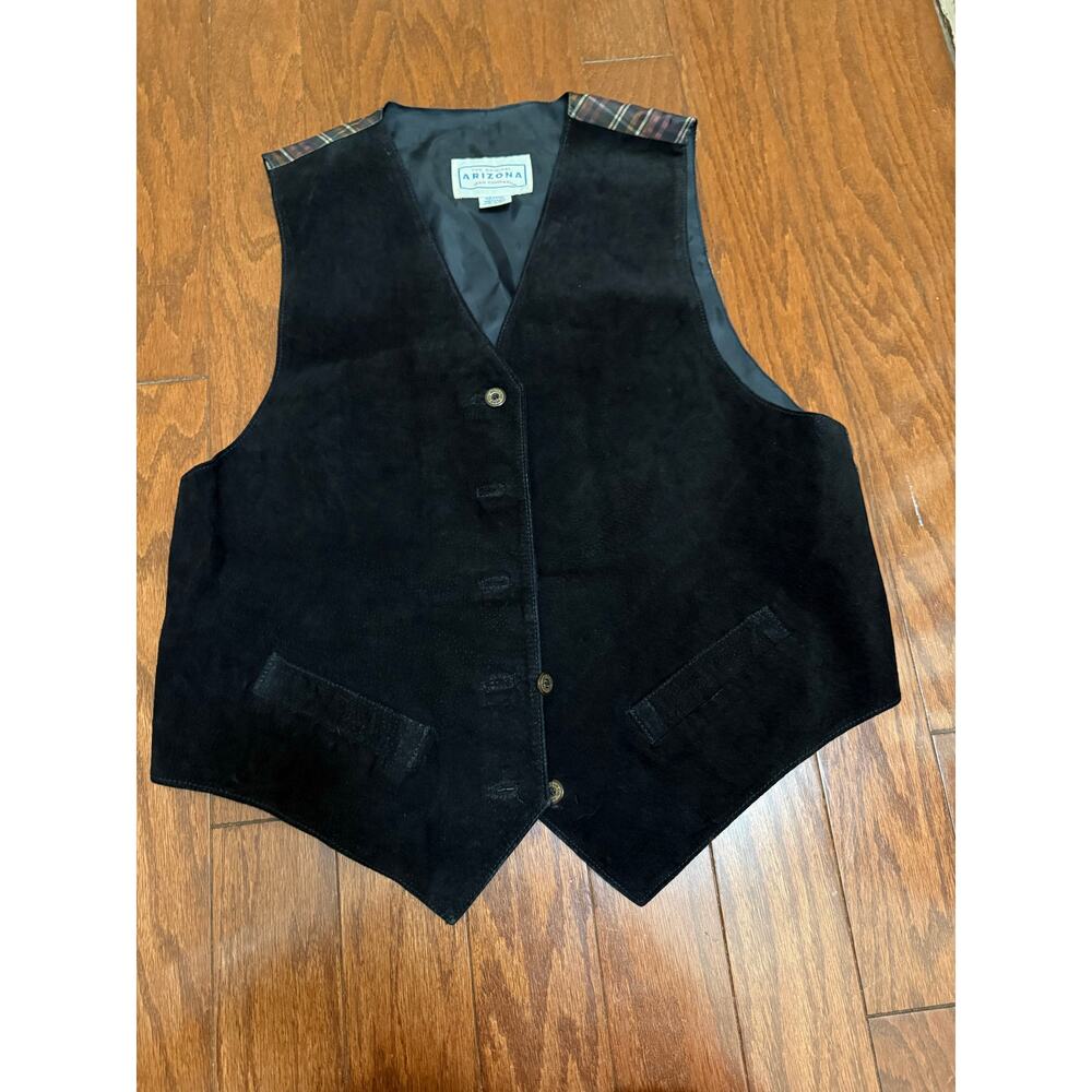 Vintage Arizona Black Leather vest‎ size Medium